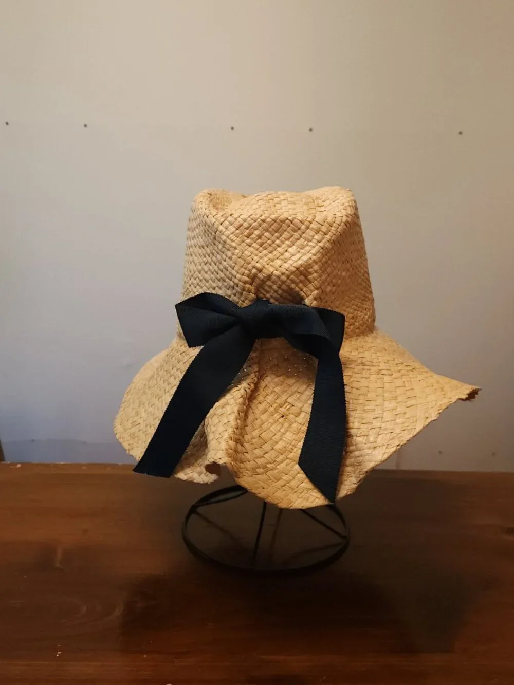 Talbots Adjustable Raffia Bow Sun Hat Cottagecore Coastal Summer Women's 0/S NWT